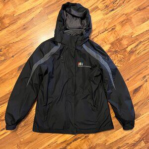 Womens Port Authority Hooded Black and Gray Coat Size L (Branded)